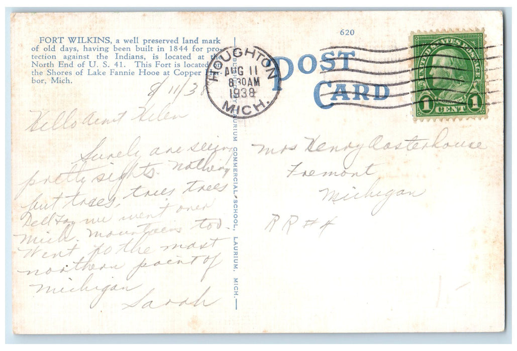 1938 Old Fort Wilkins End Trail Multiple View Copper Harbor MI Posted Postcard