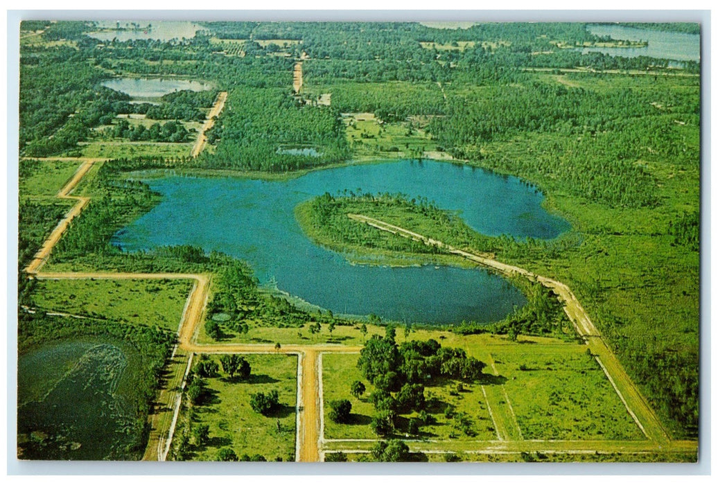 c1960's Interlachen Lake States Aerial View Putnam County Florida FL Postcard