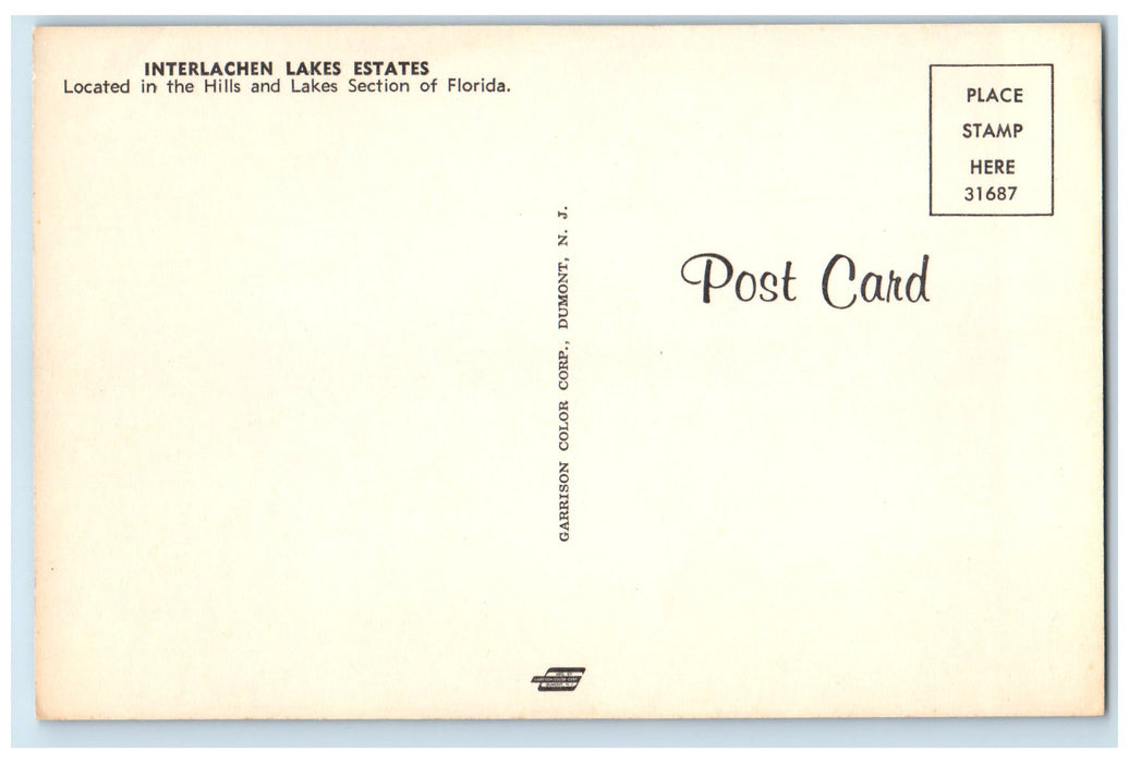 c1960's Interlachen Lake States Aerial View Putnam County Florida FL Postcard