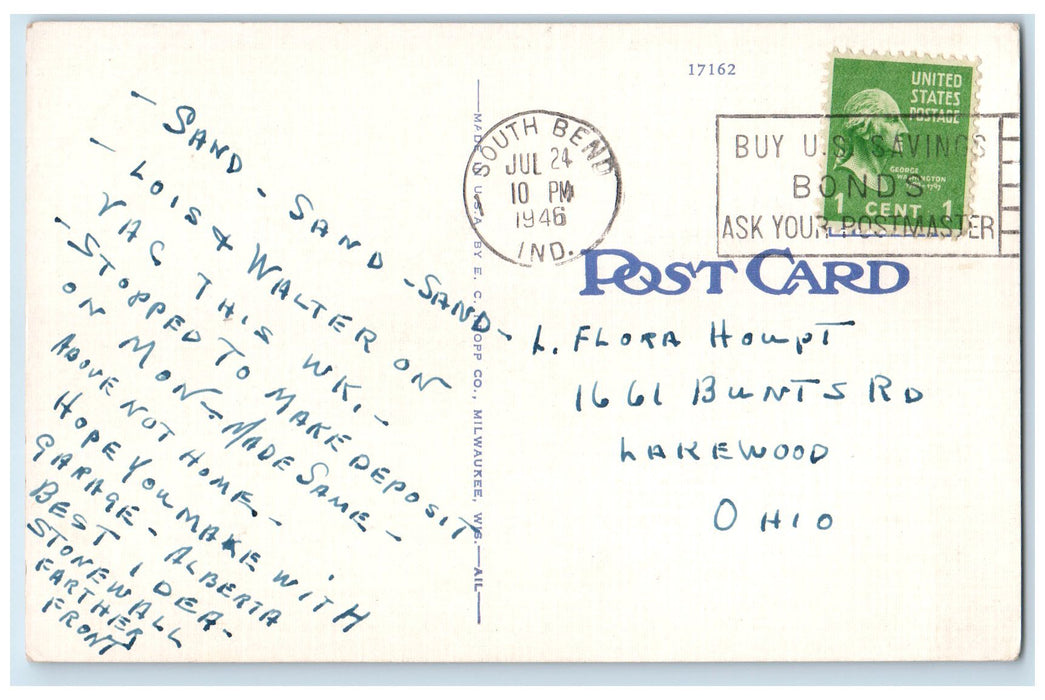 1946 In Dune Indiana Land State Park On The Shore Of Lake Michigan MI Postcard