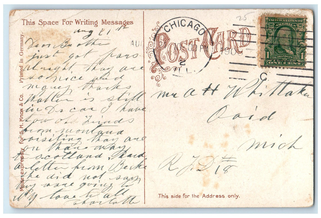 1908 Jack Knife Bridge State Street Steamship Scene Chicago Illinois IL Postcard