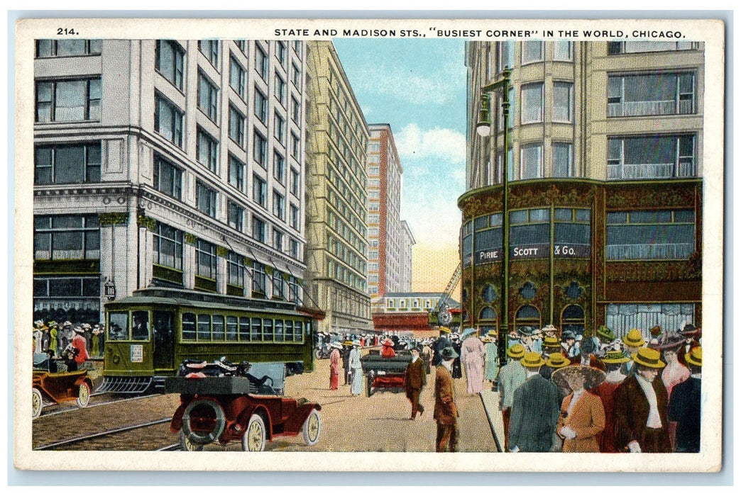 c1920s State And Madison Streets Busiest Corner In The World Chicago IL Postcard