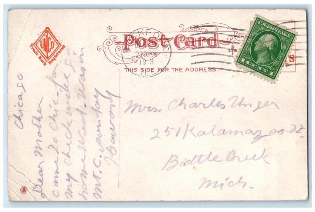 1913 Wilson Beach Bathing People Chicago Illinois IL Posted Vintage Postcard