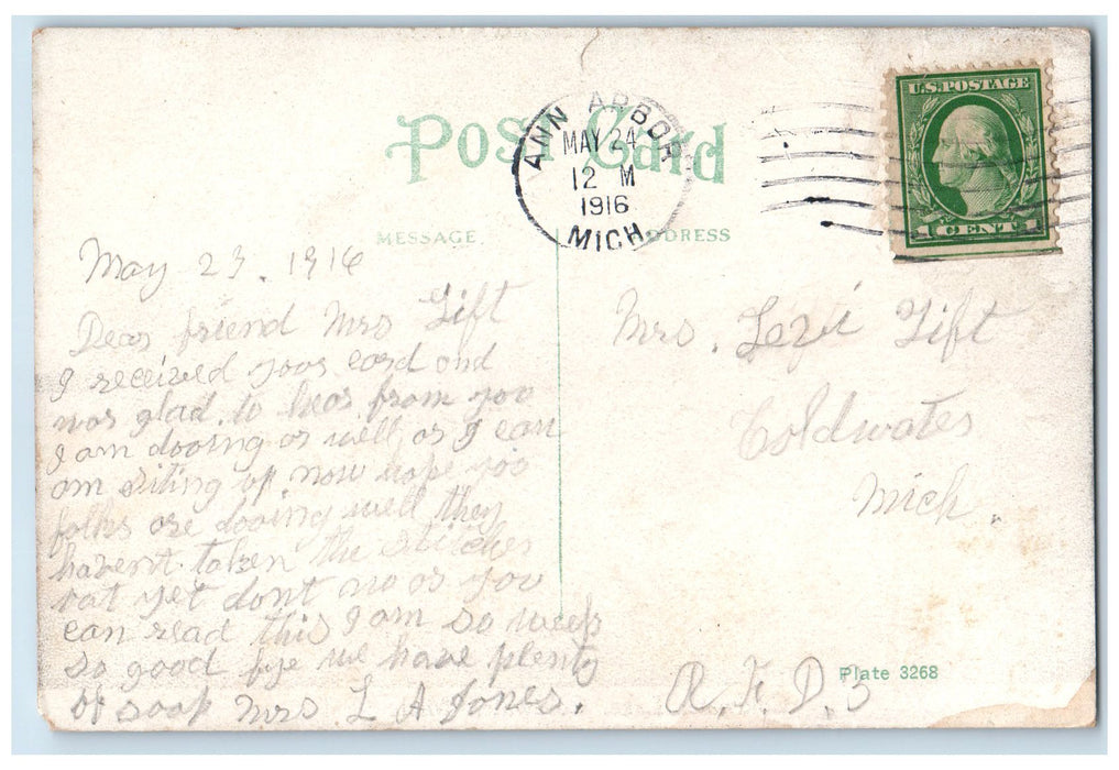 1916 Coldwater Lake Boats Docking Groves Coldwater Michigan MI Posted Postcard