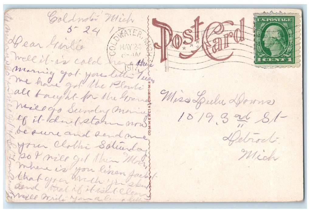 1917 Coldwater Lake Boats Docking Groves Houses Coldwater MI Posted Postcard