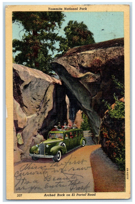 1948 Arched Rock On El Portal Road Yosemite National Park California CA Postcard