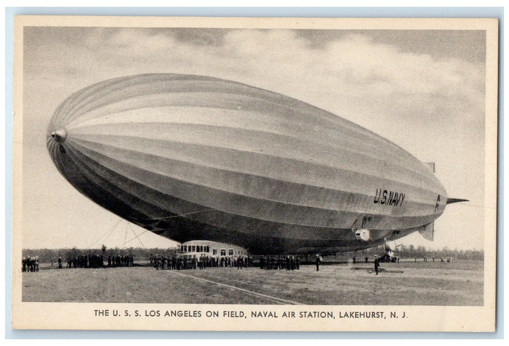 c1940s USS Los Angeles Dirigible Airship Naval Air Station Lakehurst NJ Postcard