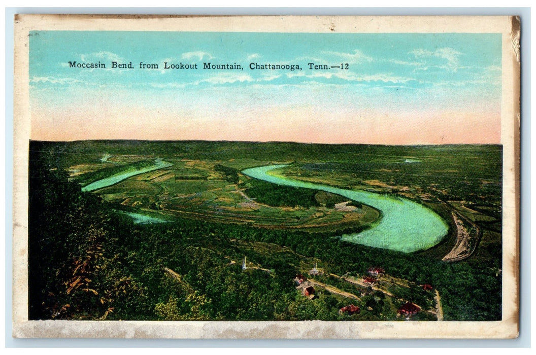 1928 Moccasin Bend From Lookout Mountain View Chattanooga Tennessee TN Postcard