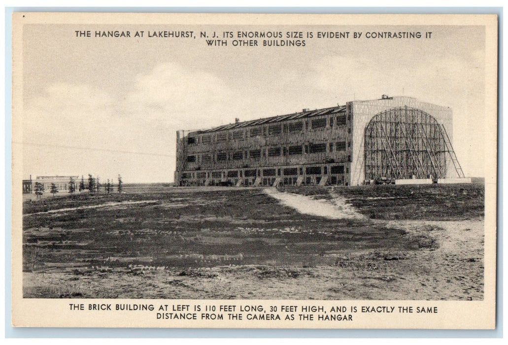 c1940s Dirigible Airship Hangar USS Los Angeles Lakehurst NJ New Jersey Postcard
