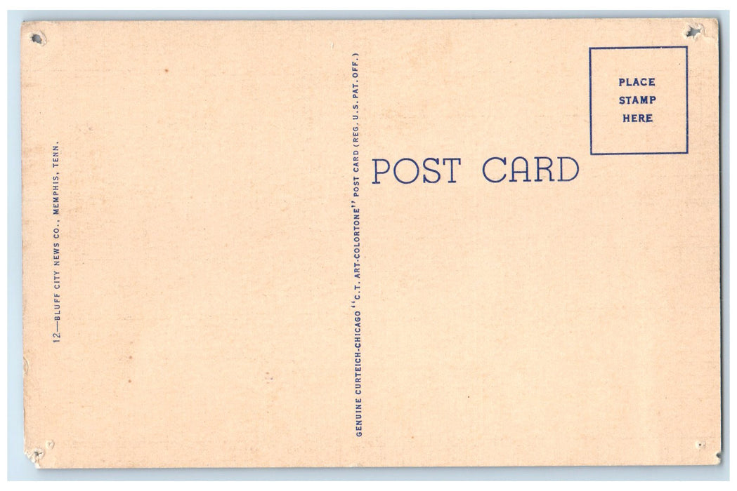 c1940 Mississippi River & Riverside Drive At Night Memphis Tennessee TN Postcard