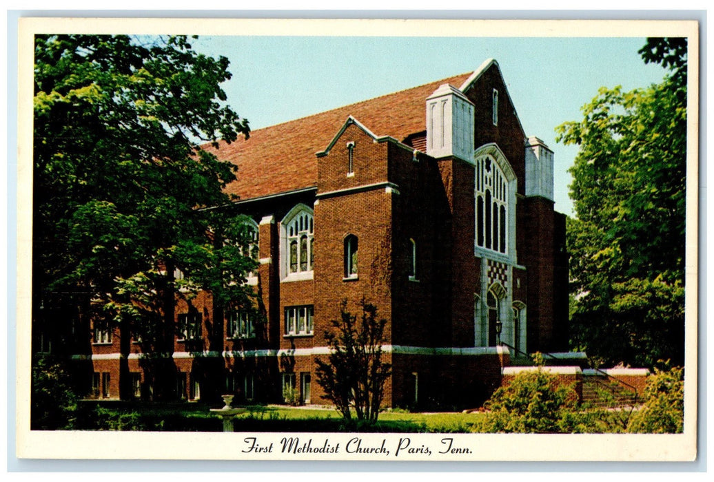 c1920 First Methodist Church Building Trees Paris Tennessee TN Unposted Postcard