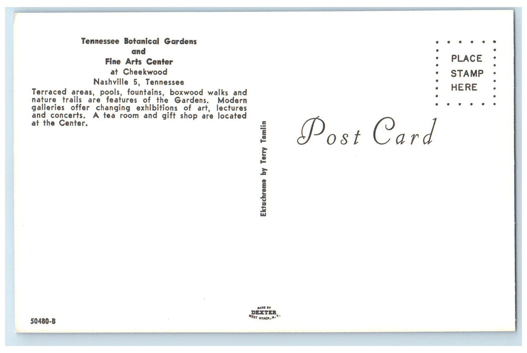 c1950's Tennessee Botanical Gardens And Fine Arts Center Nashville's TN Postcard