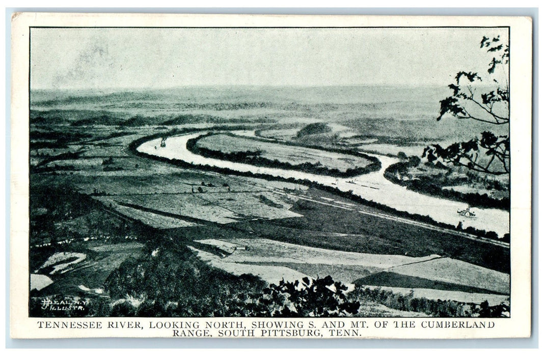 c1920's Tennessee River Mt. Cumberland Range View South Pittsburg TN  Postcard