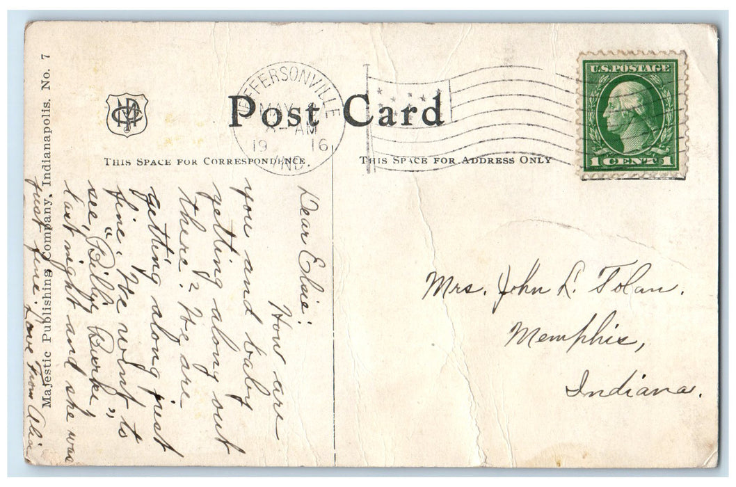 1916 Crown Hill Cemetery West Entrance Gate keeper View Indianapolis IN Postcard