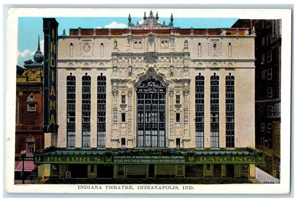 c1920's Indiana Theater Building Entrance View Indianapolis Indiana IN Postcard
