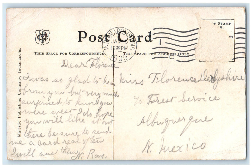 c1910 Military Park Fountain Rocks Pond Trees Indianapolis Indiana IN Postcard