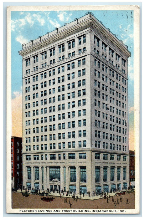 1916 Fletcher Savings &Trust Building Indianapolis Indiana IN Posted Postcard