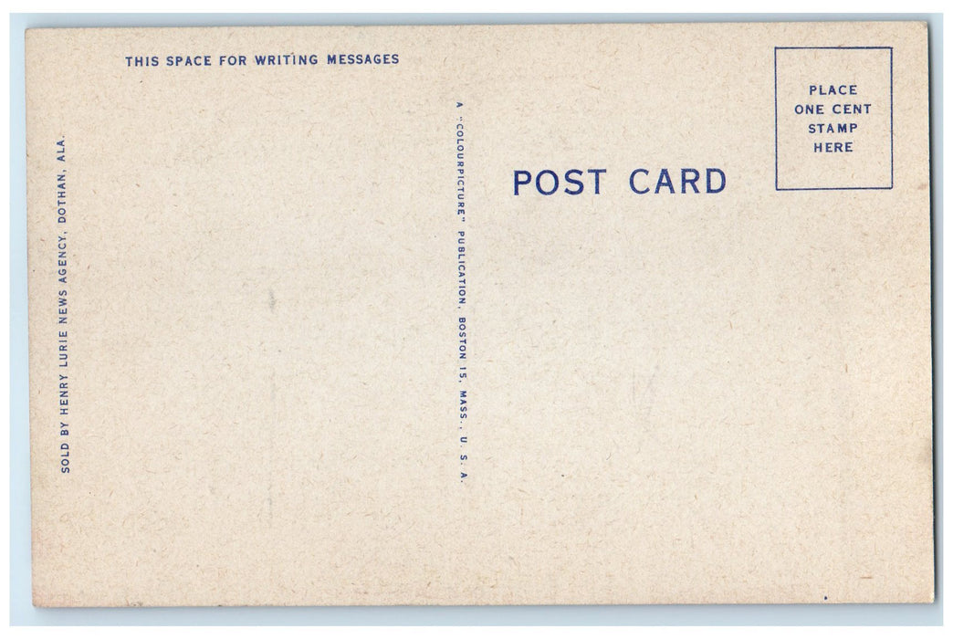 c1960s The United States Post Office Exterior Dothan Alabama AL Flag Postcard