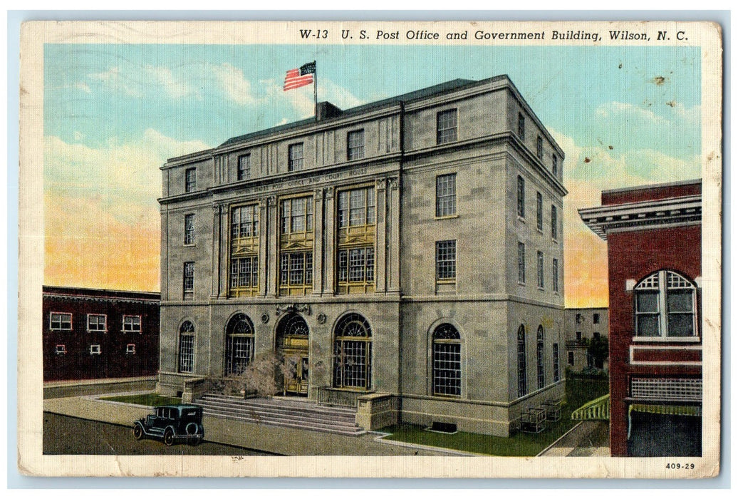 c1920's US Post Office & Government Building Wilson North Carolina NC Postcard