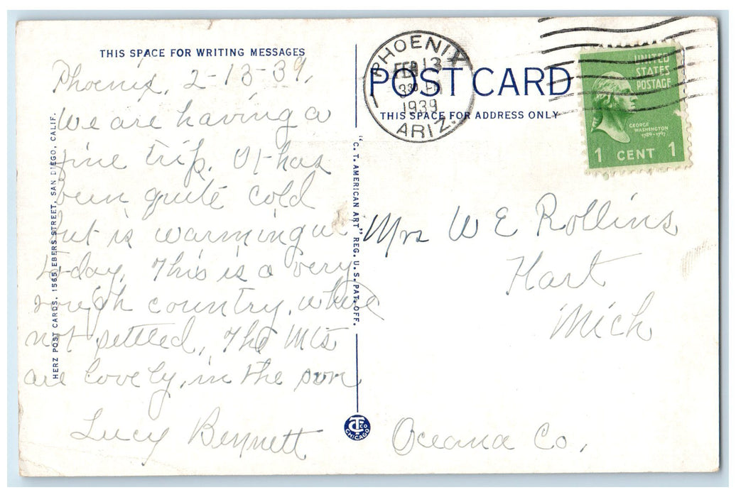 1939 Tonto Cliff Dwellings Apache Trail Phoenix Arizona AZ Posted Men Postcard