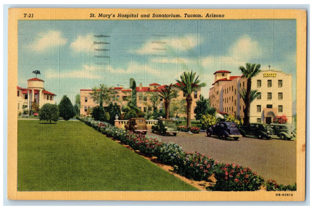 1952 St. Mary's Hospital And Sanatorium Tucson Arizona AZ Posted Trees Postcard