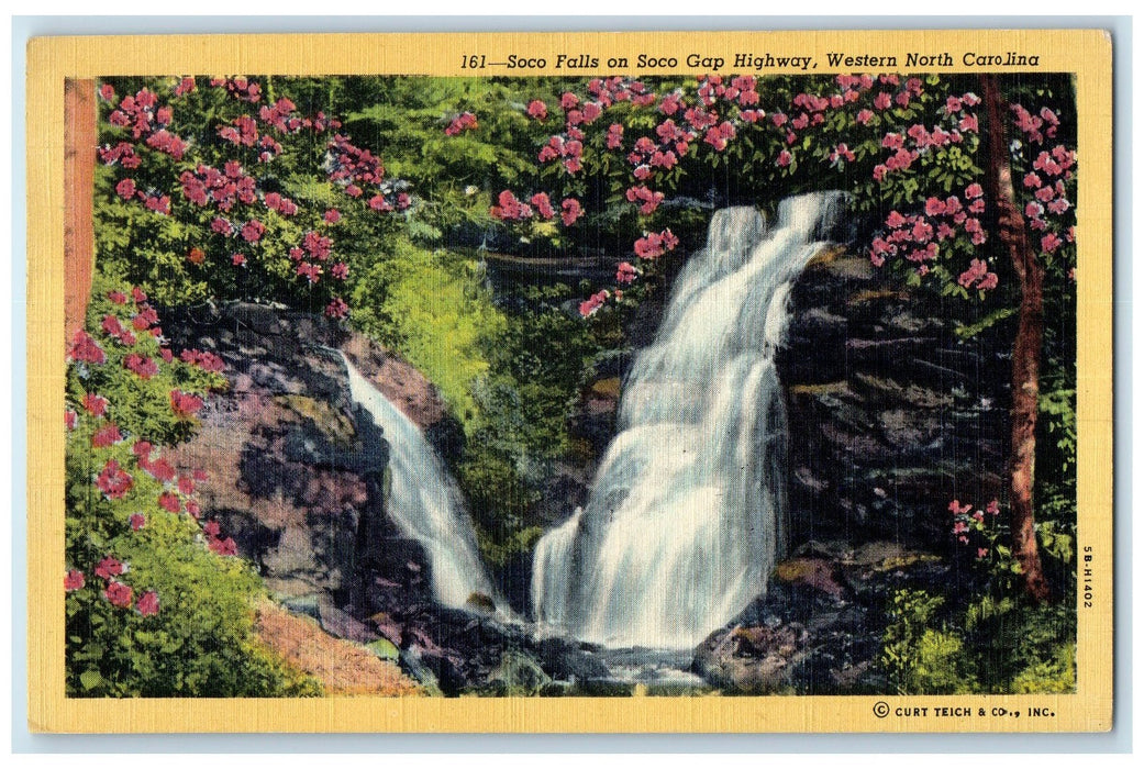 1952 Soco Falls On Soco Gap Highway View Western North Carolina Posted Postcard