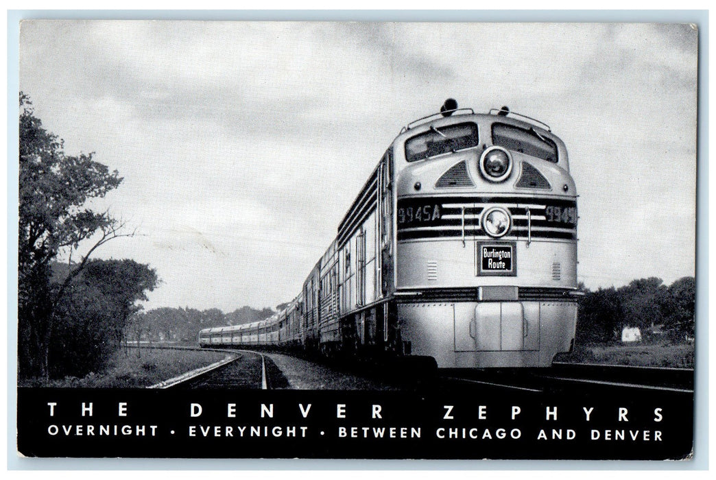 c1960s The Denver Zephrys Between Chicago And Denver Colorado CO Train Postcard