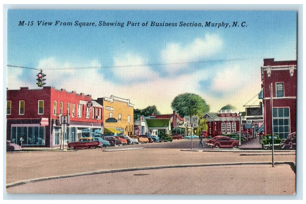 c1940's View From Square Business Section Road Murphy North Carolina NC Postcard