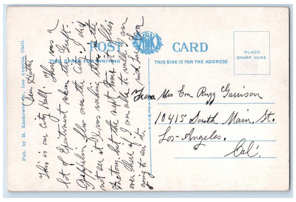 c1920s The City Of Angels Los Angeles California CA Posted Airships Postcard
