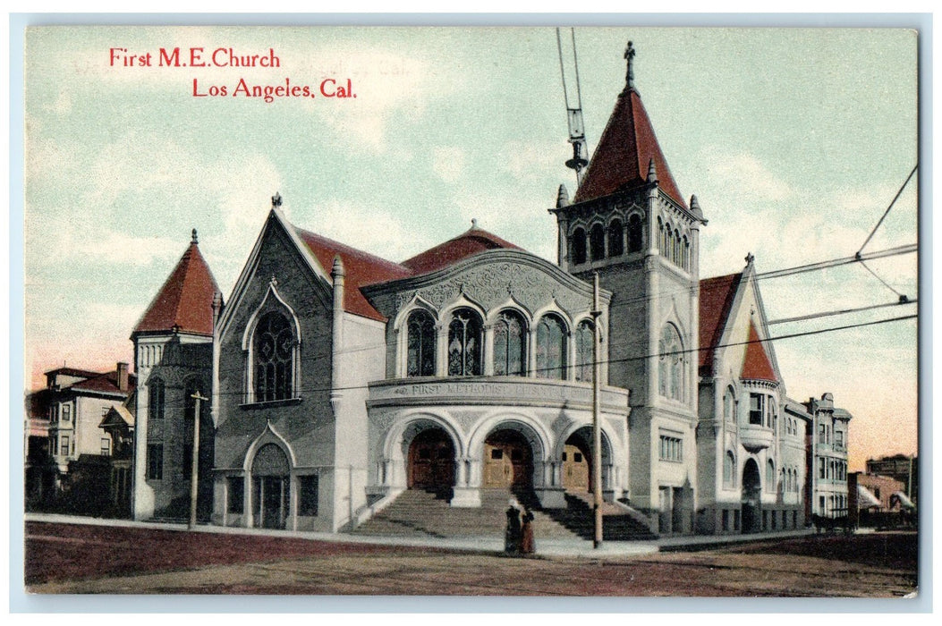 c1920s First Methodist Episcopal Church Scene Los Angeles California CA Postcard