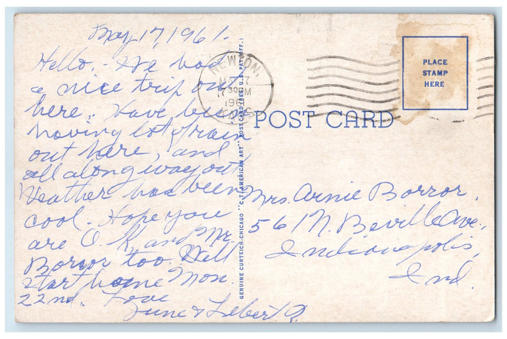 c1920's Lindley Hall Building Entrance Door Dirt Road Newton Kansas KS Postcard