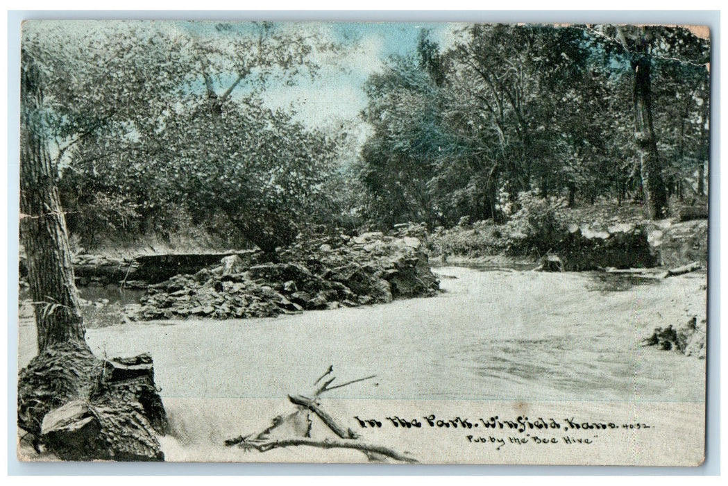 c1910 In The Park Creek River Lake Grove View Winfield Kansas KS Posted Postcard