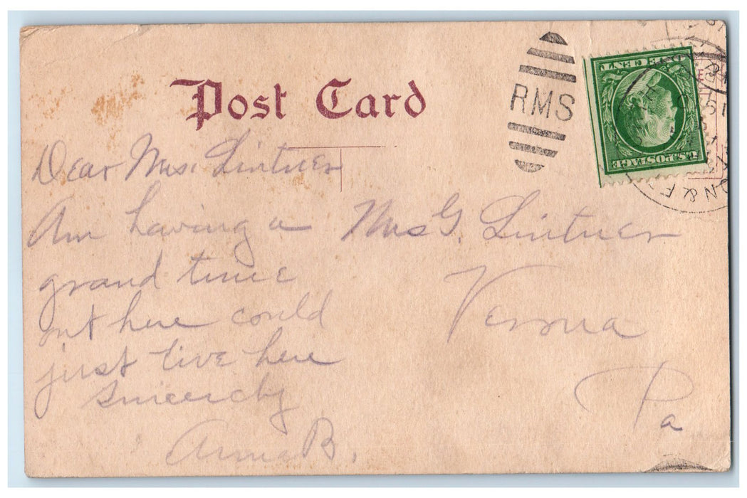 c1910 In The Park Creek River Lake Grove View Winfield Kansas KS Posted Postcard