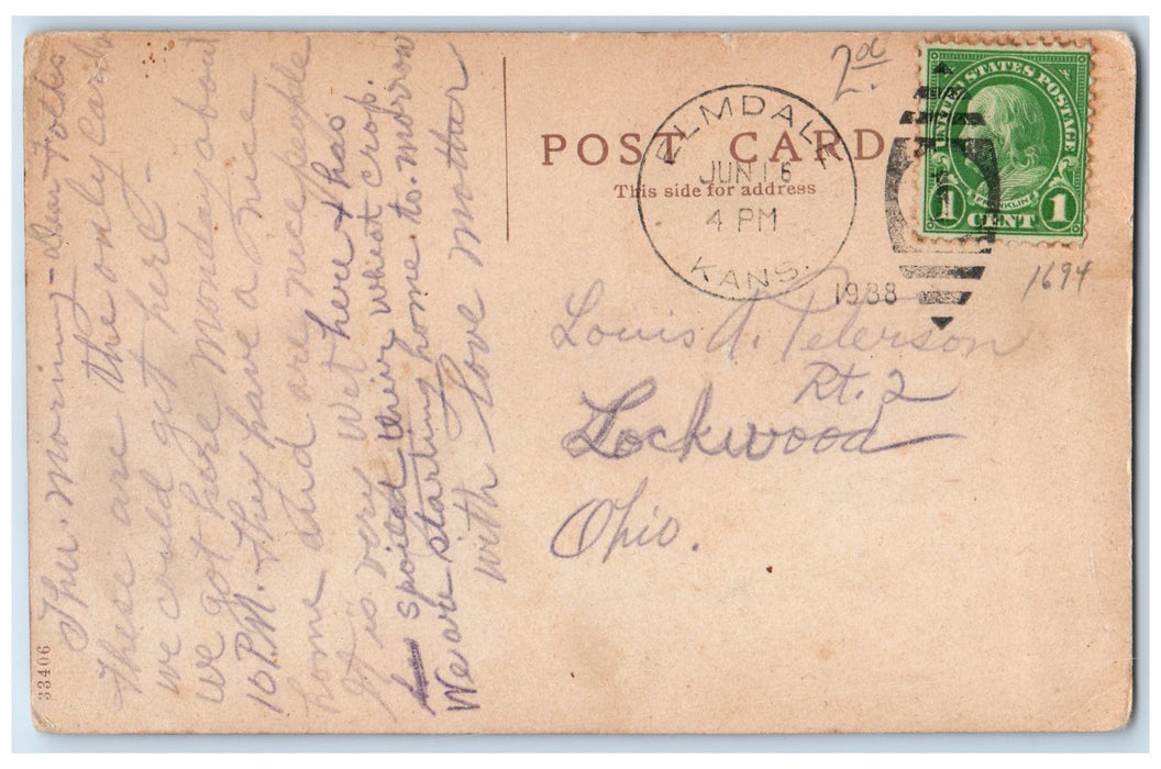 1938 The Truss Bridge River Lake Cows Grove Elmdale Kansas KS Posted Postcard