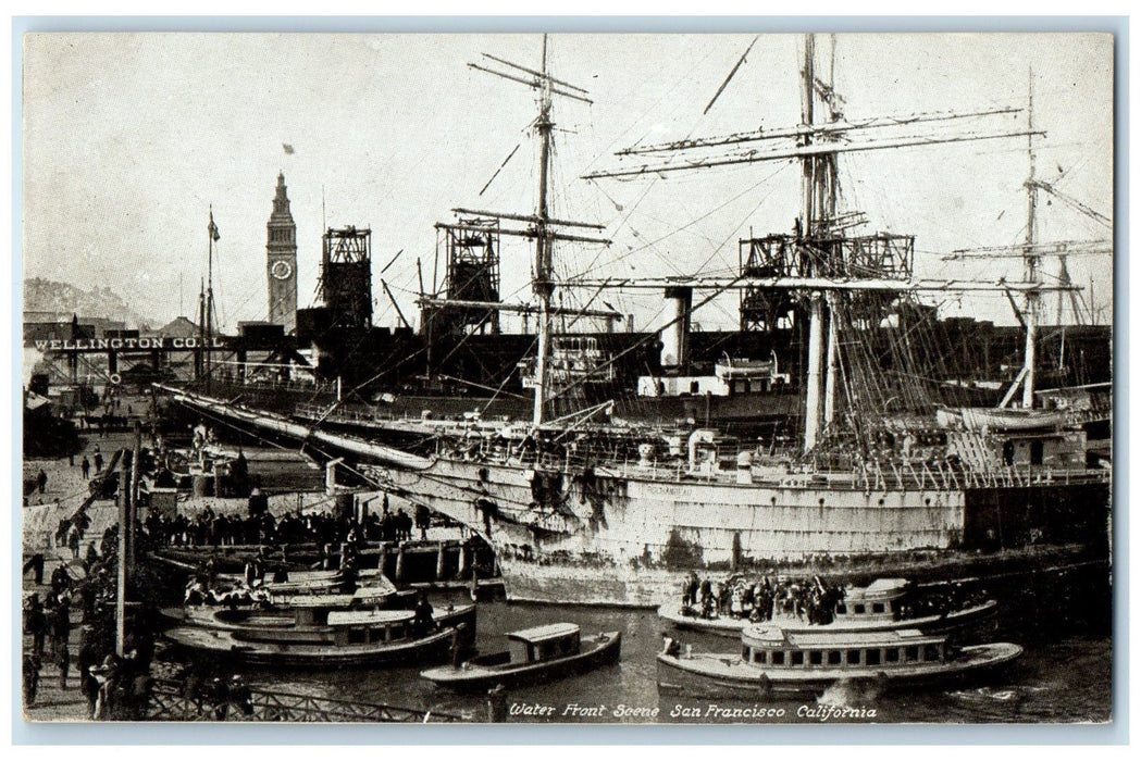 c1940's Water Front Scene San Francisco California CA Unposted Ships Postcard