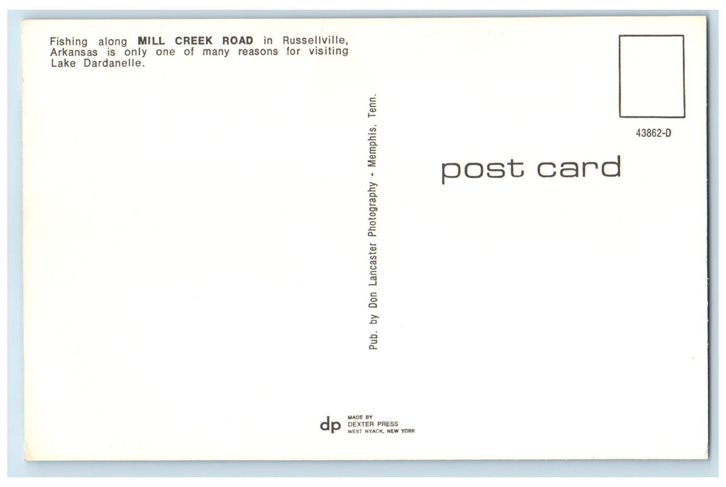 c1960's Mill Creek Road Fishing Russellville Arkansas AR Unposted Trees Postcard