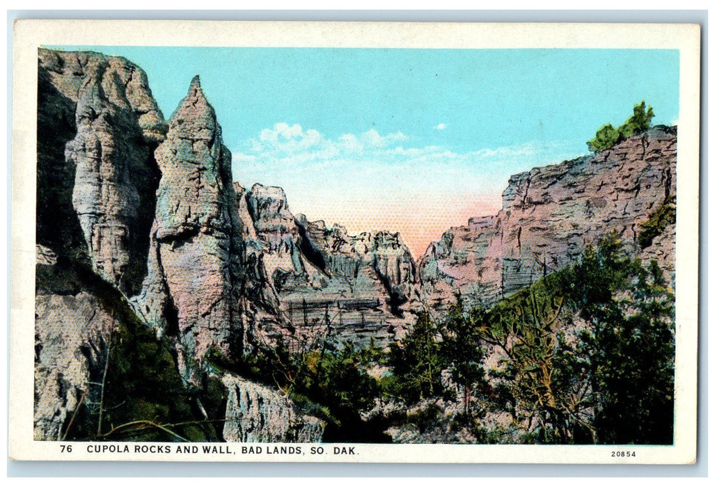 c1920 Cupola Rocks Formation & Wall Bad Lands South Dakota SD Unposted Postcard