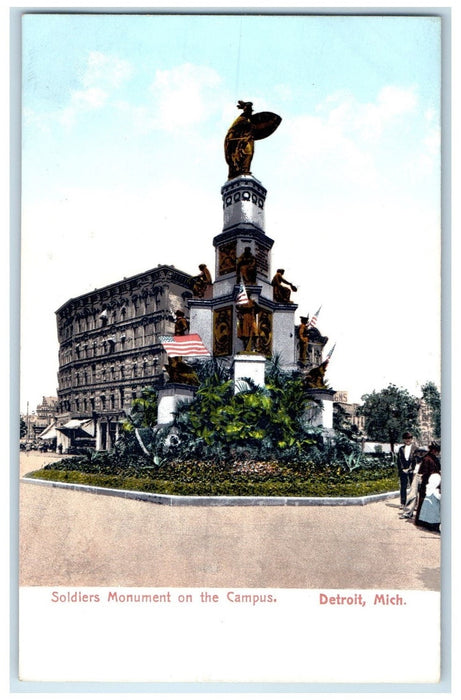 c1910's Soldiers Monument On The Campus Detroit MI Unposted Vintage Postcard