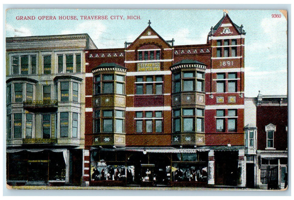 1909 Grand Opera House Exterior Roadside Traverse City Michigan MI Shop Postcard