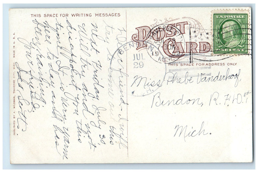 1909 The Old Mill House  Scene Traverse City Michigan MI Posted Vintage Postcard