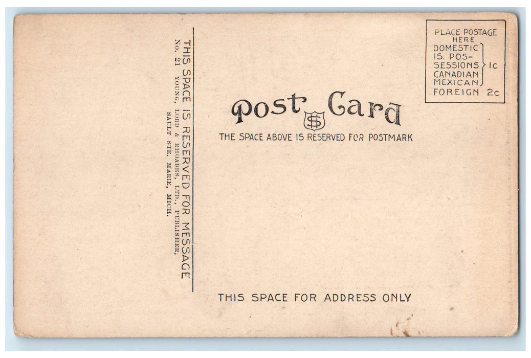 c1910s The Old State Built In 1855 Largest Passenger Boat Lock Soo MI Postcard