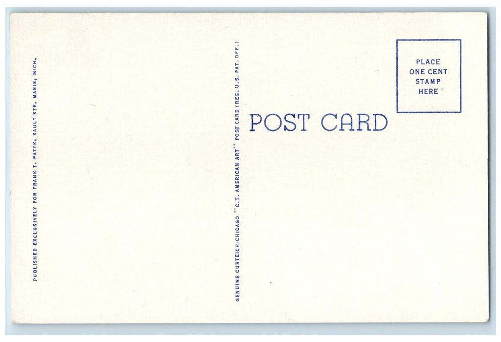c1940s Old State Locks Rapids And Indian Huts Scene Sault Ste. Marie MI Postcard