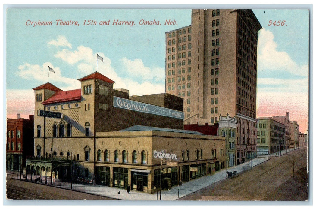 c1910's Orpheum Theatre Building 15th Harney Omaha Nebraska NE Unposted Postcard