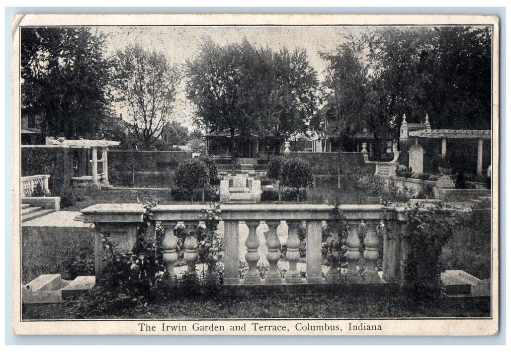 c1940's The Irwin Garden And Terrace Trees Columbus Indiana IN Unposted Postcard