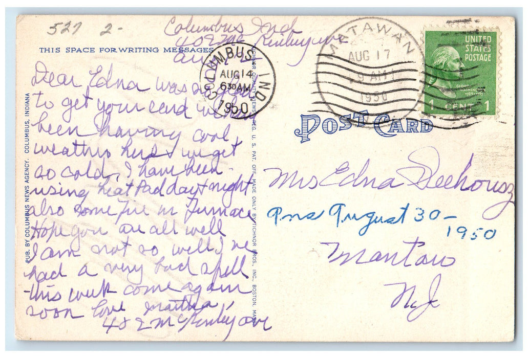 1950 Donner Municipal Pool Swimming Scene Columbus Indiana IN Posted Postcard