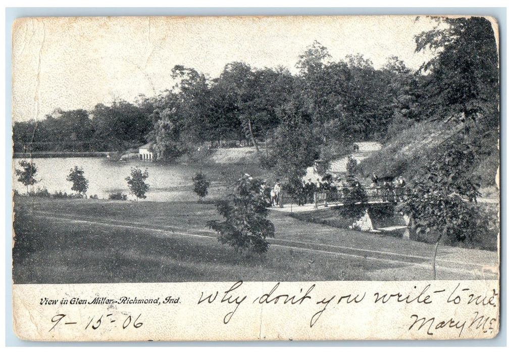 1906 View In Glen Miller Lake House Scene Richmond Indiana IN Posted Postcard