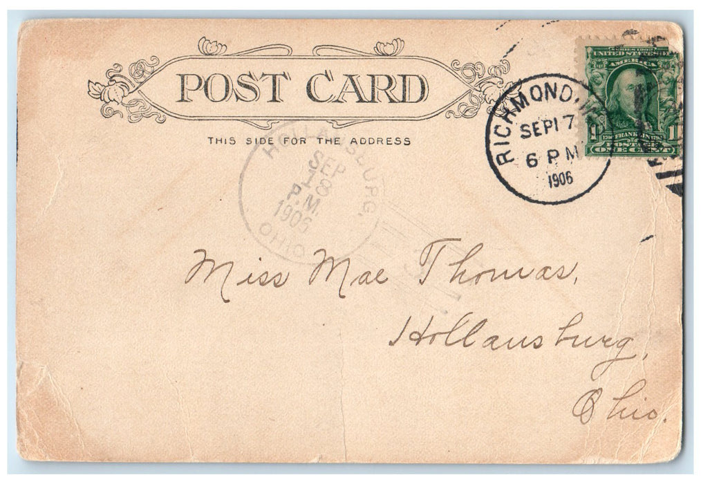 1906 View In Glen Miller Lake House Scene Richmond Indiana IN Posted Postcard