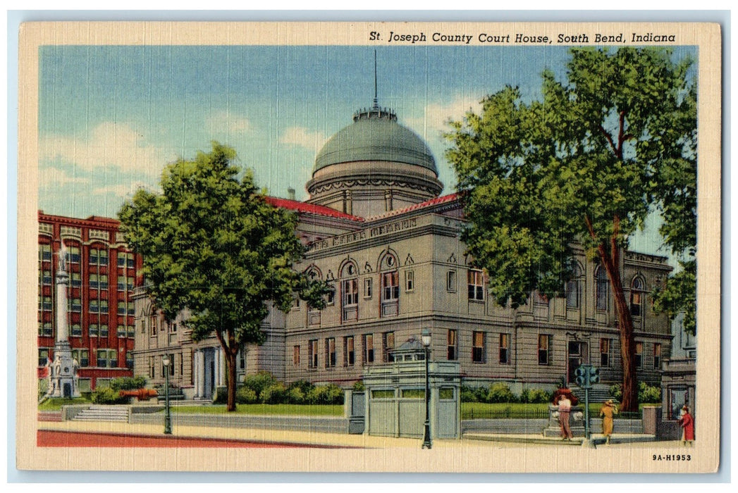c1940s St. Joseph County Court House Exterior South Bend Indiana IN Postcard