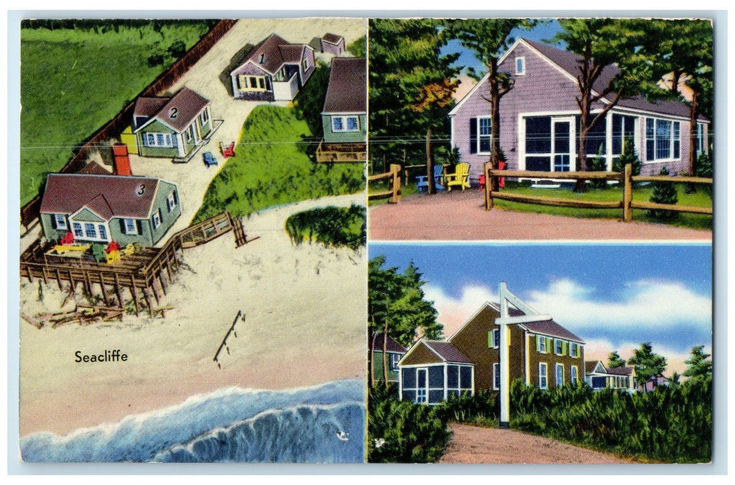 c1950's Seacliffe Seawinds Old Wharf Road Dennisport MA Advertising Postcard
