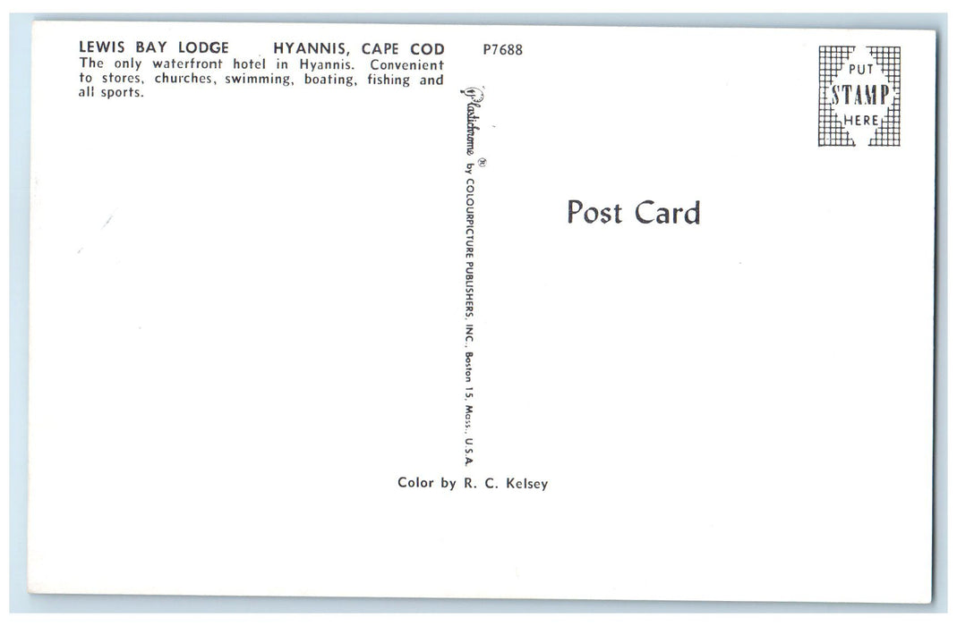 c1950's Lewis Bay Lodge Restaurant Hyannis Cape Cod Massachusetts MA Postcard